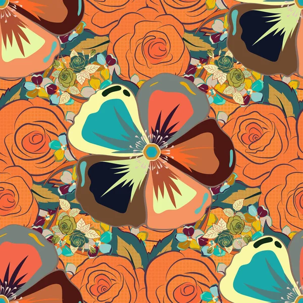 Vector Cosmos Blume Nahtlose Muster Rosa Beige Und Orange Farben — Stockvektor