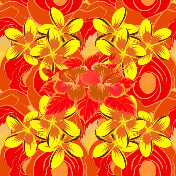 Illustration Vectorielle Fleurs Motif Floral Sans Couture Avec Fleurs Hibiscus — Image vectorielle