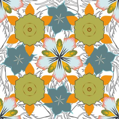 Baskı, kumaş ya da tekstil için Tayland ipeği tasarımı. Geleneksel Tayland arka planı ve ızgaralı dokusu. Tayland çizgisi mavi, yeşil ve sarı renklerle kusursuz desen.