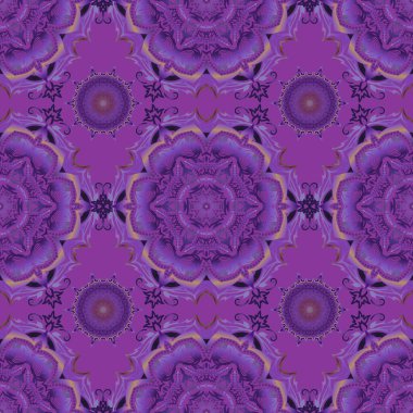 Şirin vektör çizimi. Soyut kar taneleri ve noktalarıyla mor, pembe ve mor Noel çerçevesi.