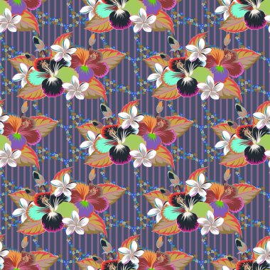 Suluboya tarzında tropik çiçeklerle kusursuz desen. Soyut vektör çok renkli arkaplan.