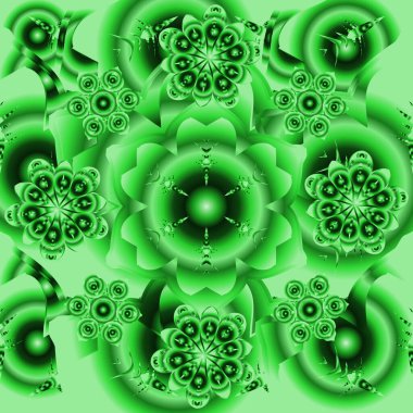 El yapımı vektör çizimi. Kumaş, tekstil, iç dekorasyon yeşil renkli. Vintage dikişsiz desen.