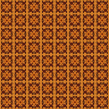 Kahverengi, siyah ve turuncu dokular. Eşkenar dörtgen ve düğümlerle biçimlendirilmiş arkaplan. Geometrik dikişsiz desen. Soyut geometrik desen.