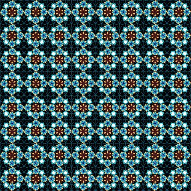 Siyah, mavi ve gri geometrik kusursuz desen. Soyut raster elementleri ile lüks karışık desen.