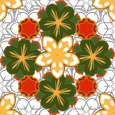 Arabesk 'li, yeşil, sarı ve mavi elementli doğu vektörleri. Geleneksel klasik süs.