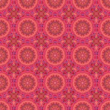 Vektör kusursuz desen. Süslü sınır. Kusursuz damaske deseni, morumsu, pembe ve kırmızı klasik duvar kağıdı..