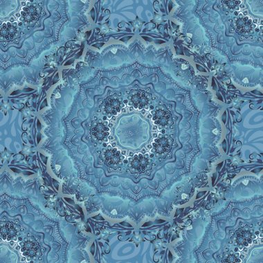 Vector kar taneleri ve Noel kış şablonu. Temiz, kaprisli ve modern yüzey desenli mavi renklerde elementin dijital el çizimi.