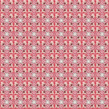 Geleneksel Noel renklerinde kusursuz bir desen. Soyut pembe, gri ve kırmızı geometrik süs. Sayısal kağıt, tekstil baskısı, sayfa doldurma veya paketleme için kullanılabilir.