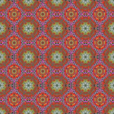 Kahverengi, bej ve turuncu süslemenin vektörsüz deseni. Halılar, tekstil, duvar kağıtları ve herhangi bir yüzey için şablonlar. Doğulu, çiçekli bir süs.