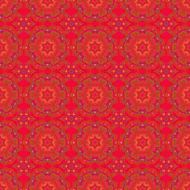 Kırmızı, turuncu ve pembe desenli şal desenli duvar kağıdı. Kusursuz arka plan, grunge tarzı. Vektör illüstrasyonu.