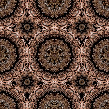 Çiçeksiz desen. Duvar kağıdı barok, pürüzsüz vektör arkaplan, siyah arkaplan üzerinde çoklu renk.