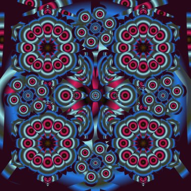 Mavi, mor ve siyah renklerde vektör damaskesiz desen. Enfes bir barok şablonu. Klasik lüks damaske süsü, kraliyet Victoria dönemi duvar kağıtları, tekstil, ambalaj.