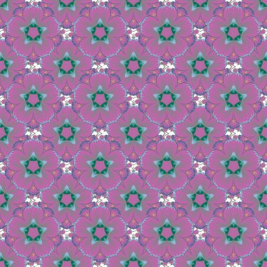 Dekoratif, pürüzsüz desen. Tasarımınız için gri, mor ve pembe renkli vektör süslemeleri. Geleneksel soyut dekor. Davetiyeler, tebrik kartları, paketleme için süslemeli desen.