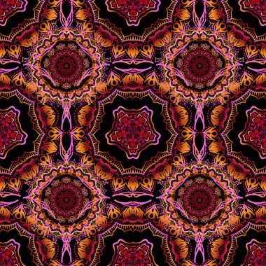 Vektörsüz damaske deseni, klasik duvar kağıdı, arka plan. Siyah arkaplanda süslemeli kenarlık.