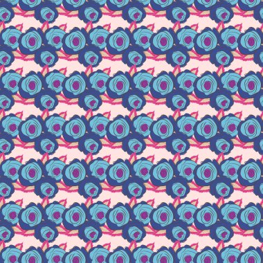 Soyut şirin çiçeklerin pembe, mor ve mor renkte olduğu bir bahar kağıdı. Çiçeksiz desen. Vektör illüstrasyonu.