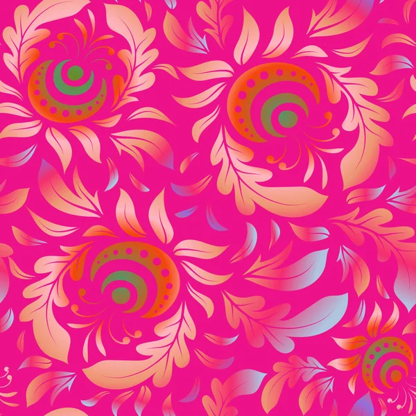 Patrón Sin Costura Vectorial Con Adornos Vintage Rosas Naranjas — Vector de stock