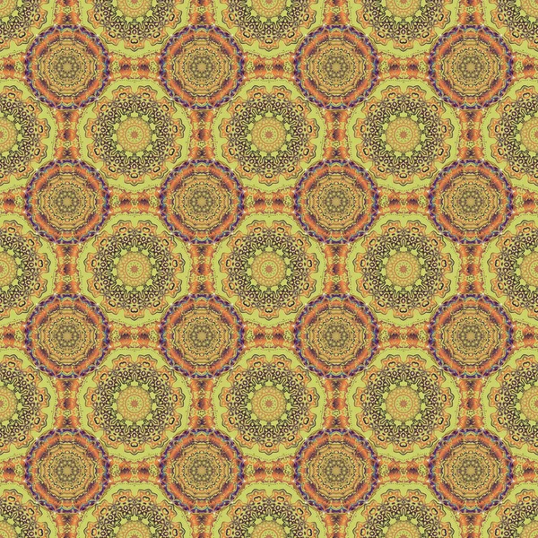 Patrón Damasco Floral Vintage Barroco Sin Costuras Colores Beige Amarillo — Vector de stock