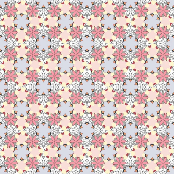 Vektornahtloses Muster Mit Handgezeichneten Kleinen Blumen Stilisierte Ditsy Blumen Rosa — Stockvektor