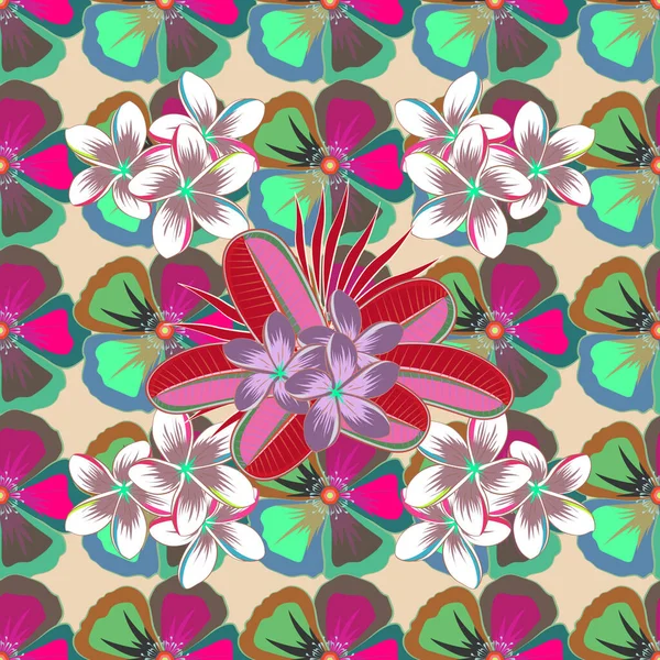 シームレスな花のパターンは ウェブサイトの背景 包装紙に使用することができます 夏のデザイン ベクトルフラワーの概念 葉は天然の斑紋です — ストックベクタ