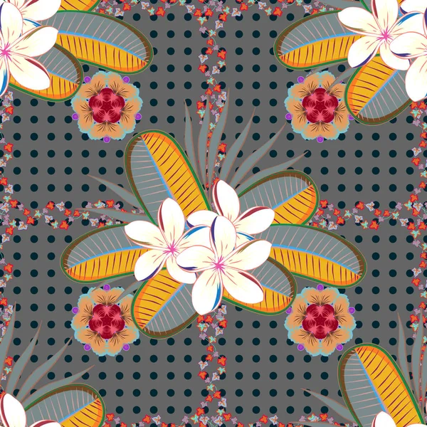 Elegante Patrón Sin Costuras Con Flores Decorativas Colores Rosa Azul — Archivo Imágenes Vectoriales