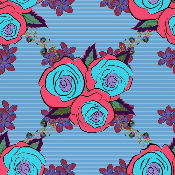 Motif Floral Sans Couture Avec Des Petites Roses Abstraites Aux — Image vectorielle