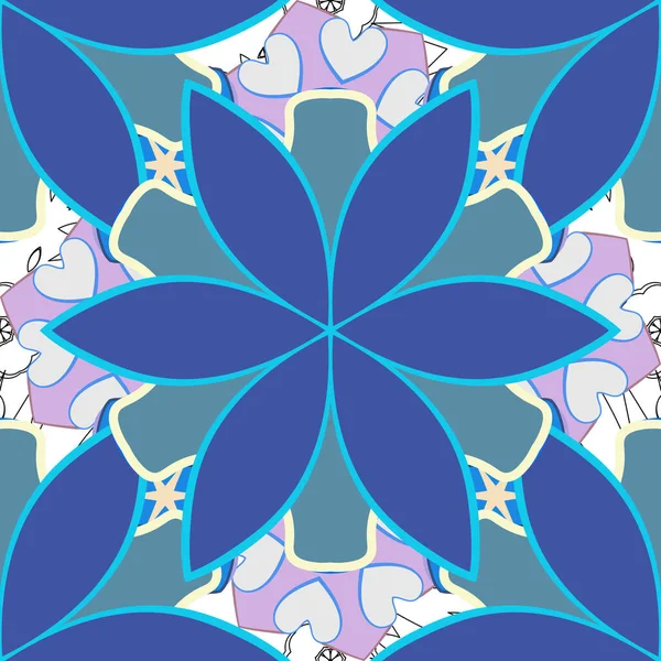 Акварельний Безшовний Візерунок Смугастому Фоні Векторний Квітковий Принт Сіро Блакитних — стоковий вектор