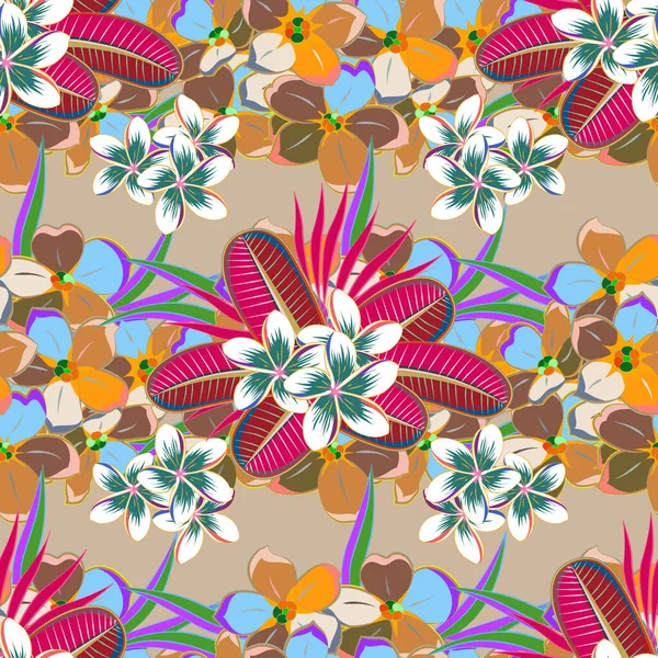 Primavera Vintage Fundo Floral Bela Textura Vetorial Padrão Sem Costura — Vetor de Stock