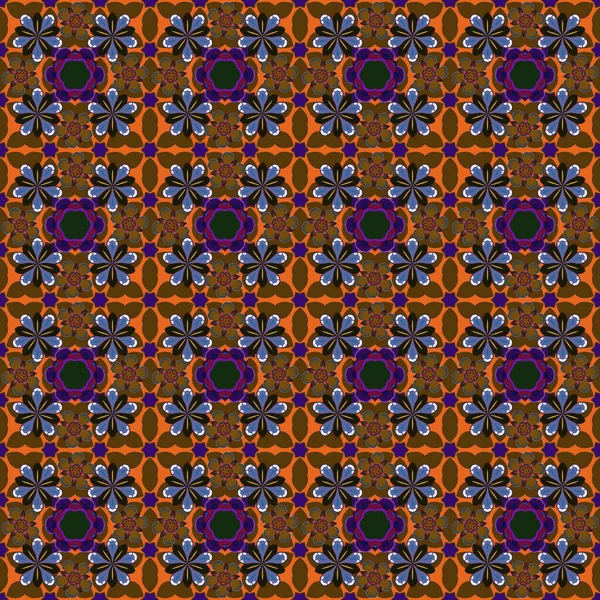 Muchas Flores Vectoriales Colores Marrón Violeta Gris Hermoso Fondo Sin — Archivo Imágenes Vectoriales