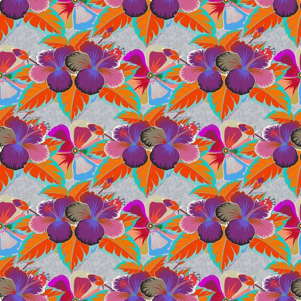 Fondo Floral Patrón Vectorial Sin Costuras Colores Azul Naranja — Vector de stock