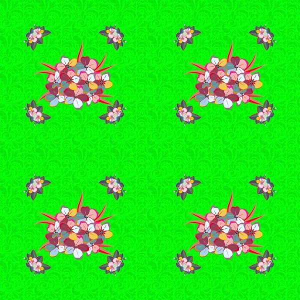 Jarní Papír Abstraktními Roztomilými Květy Růžových Zelených Barvách Květinový Vzor — Stockový vektor