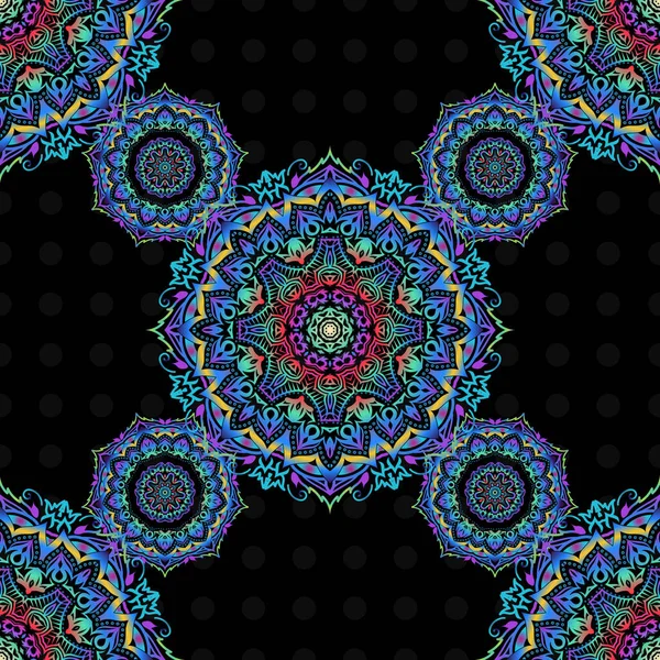 Векторное Стильное Украшение Абстрактные Цветы Черном Фоне Королевские Обои Дамаска — стоковый вектор