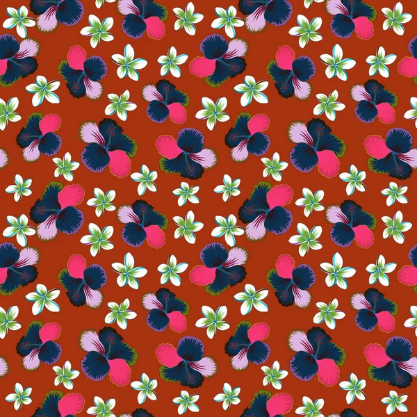Typographie Aloha Avec Illustration Florale Hibiscus Gris Vert Rouge Pour — Image vectorielle