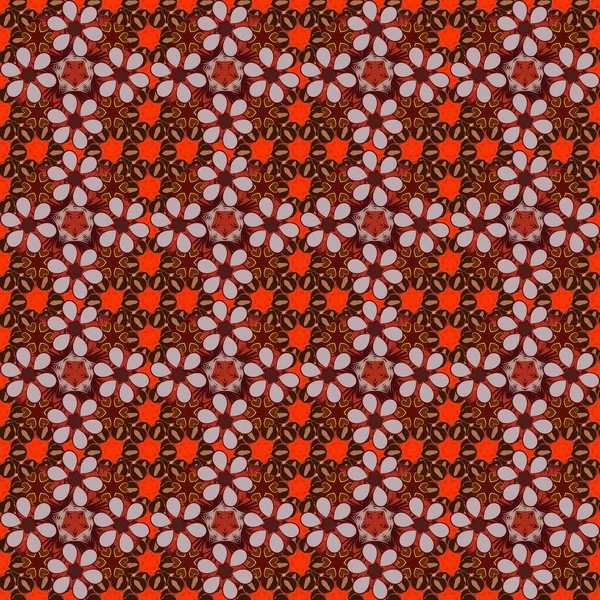 Seamless Watercolor Floral Pattern Brown Orange Gray Colors Romantic Background — Stock Vector