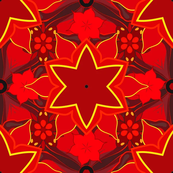 Векторная Оранжевая Красная Жёлтая Сетка Бесшовная Абстрактными Элементами Ориентировочная Текстильная — стоковый вектор