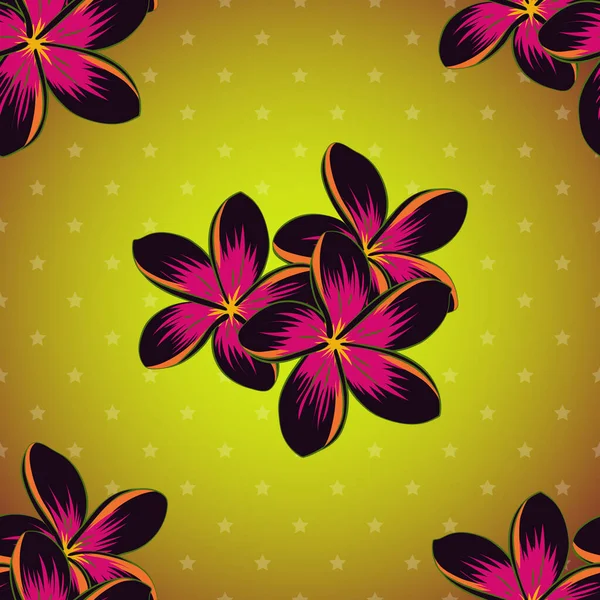 Vector Illustratie Traditionele Indiase Bloemen Naadloos Patroon Met Bonte Plumeria — Stockvector