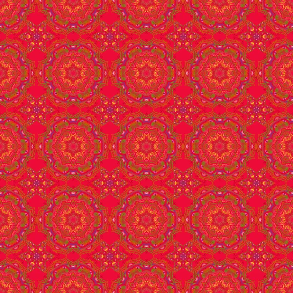 Rote Orangefarbene Und Rosa Damast Paisley Tapete Nahtloser Hintergrund Grunge — Stockvektor