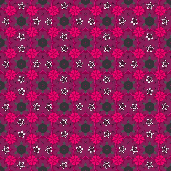 Nahtloses Muster Ditsy Stil Organischer Motivhintergrund Violett Magenta Und Lila — Stockvektor