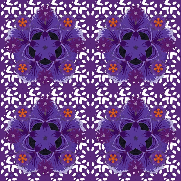 Vektorillustration Traditionelle Indische Florale Nahtlose Muster Lila Weißen Und Violetten — Stockvektor