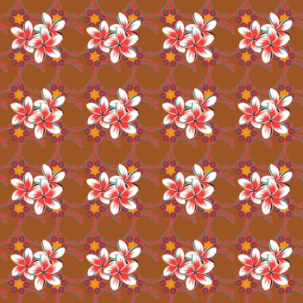 Vector Plumeria Blüten Nahtlose Muster Nahtloses Blumenmuster Rosa Orange Und — Stockvektor