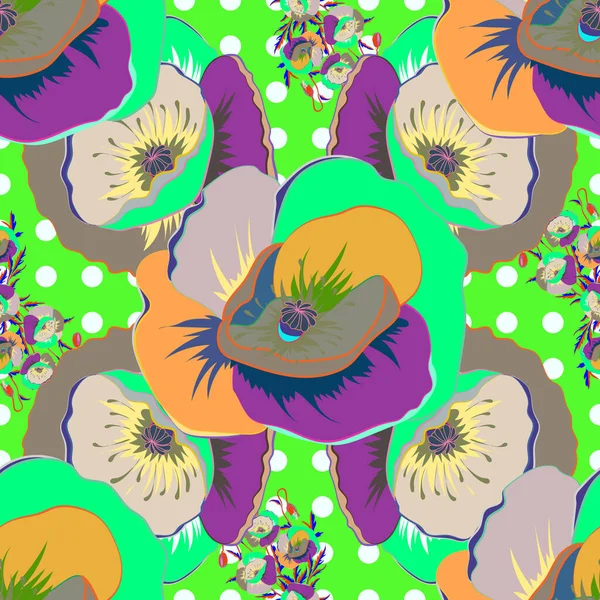 Diseño Flores Patrón Sin Costura Vector Abstracto Colores Azul Rosa — Vector de stock