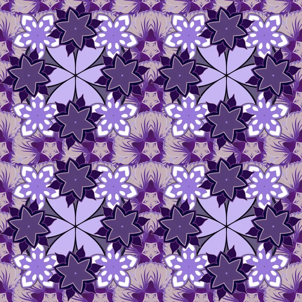 Motif Floral Ethnique Sans Couture Dans Les Couleurs Bleu Violet — Image vectorielle