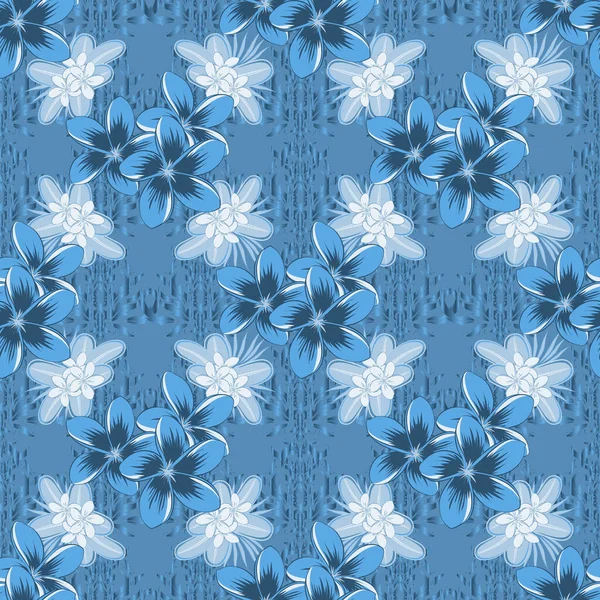 Florale Tapeten Grauen Und Blauen Farben Raster Gestreiftes Nahtloses Muster — Stockvektor