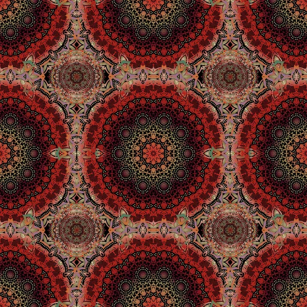 Borde Ornamental Sobre Fondo Negro Patrón Damasco Sin Costura Vectorial — Vector de stock