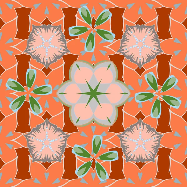 Много Цветов Оранжевого Серого Бежевого Цветов Симпатичный Безseamless Дизайн Узора — стоковый вектор