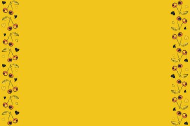 Sarı, turuncu ve mavi renklerde dikey kiraz, soyut, metnin için stil verilmiş. Kusursuz desen, düğün, doğum günü ya da diğer tatillerde karşılama ya da davetiye kartı olarak kullanılabilir.