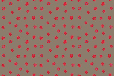 Küçük bir çiçekte hoş, pürüzsüz bir desen. Küçük çiçekler. Bej, mavi ve kırmızı renklerde küçük bir çiçek. Moda baskıları için zarif bir şablon.