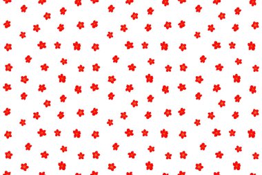 Kırmızı, pembe ve turuncu renklerde kusursuz yaz baskısı. Kumaş tasarımı, elbise, duvar kâğıdı ve kağıt için küçük hantal çiçekler.