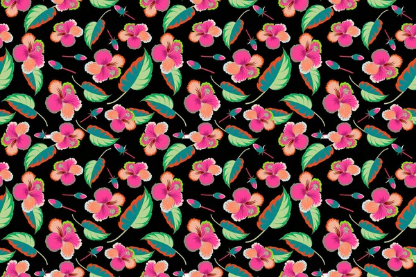Płynny Wzór Kolorowym Motywem Kwiatowym Ilustracja Kwiatów Płynny Wzór Kwiatowy — Zdjęcie stockowe