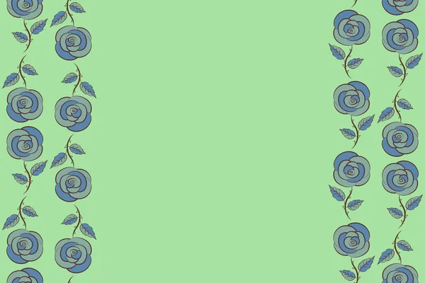 Seamless Pattern Stylized Blue Green Brown Rose Copy Space Place — Stock Photo, Image