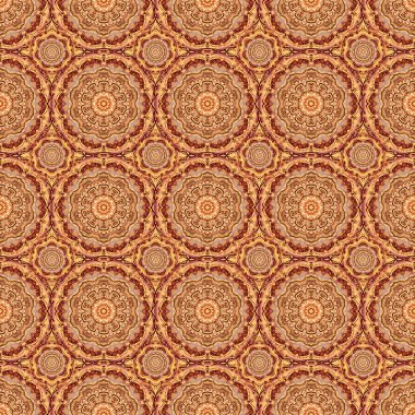 Kahverengi, bej ve turuncu renklerde kusursuz bir süs. Sıkıntılı damask desensiz arkaplan fayansı.